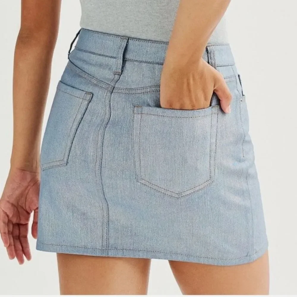 Tinseltown Iridescent Denim Mini Skirt - Size Large